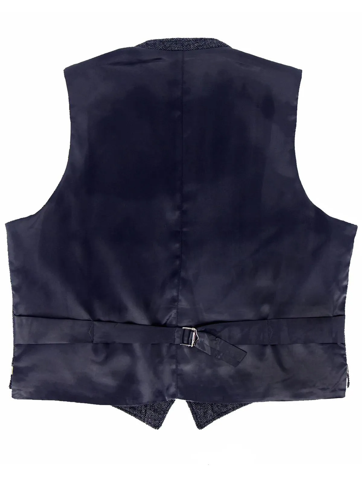 1940s Vintage Granville Herringbone Wool Waistcoat in Navy Blue