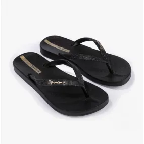 27000-AK786 Maxi Glow Glitter Ladies Flip Flops Black