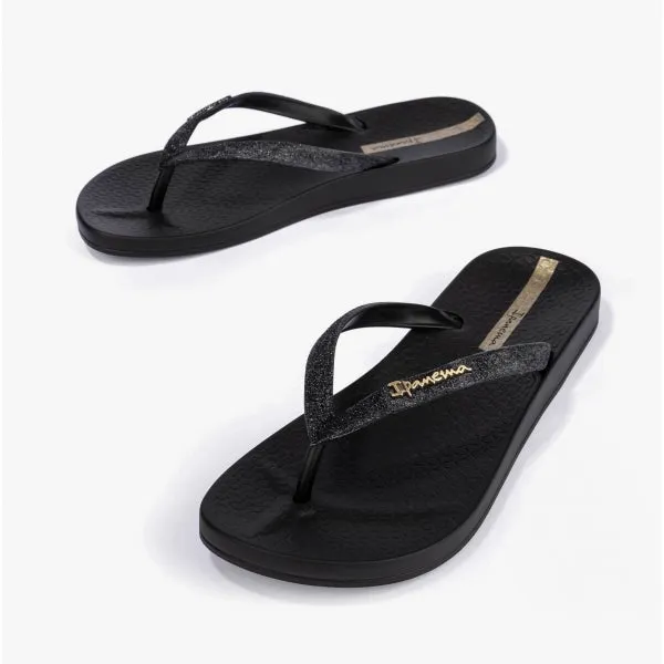 27000-AK786 Maxi Glow Glitter Ladies Flip Flops Black