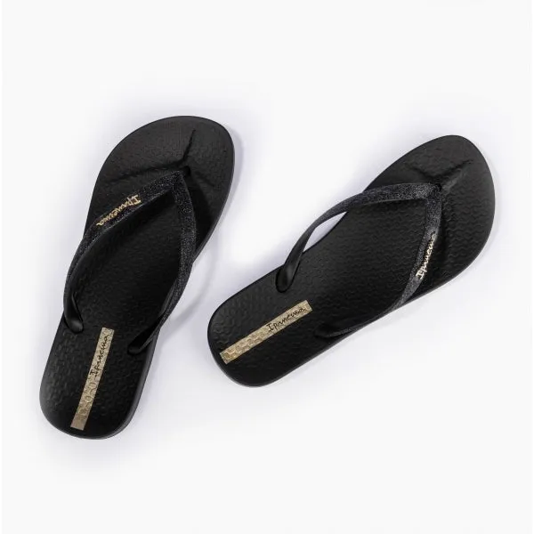 27000-AK786 Maxi Glow Glitter Ladies Flip Flops Black