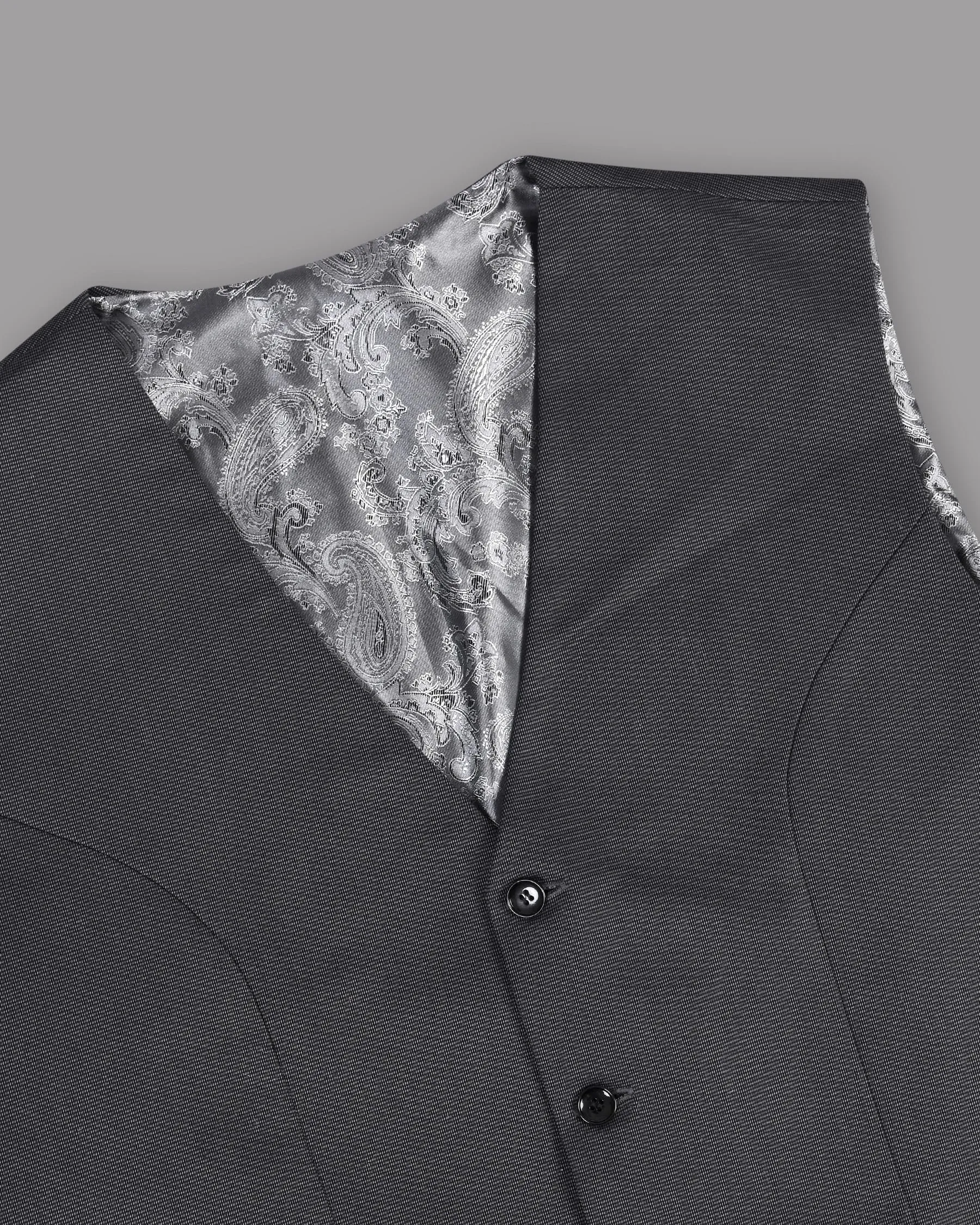 Abbey Gray Micro Textured Wool Waistcoat