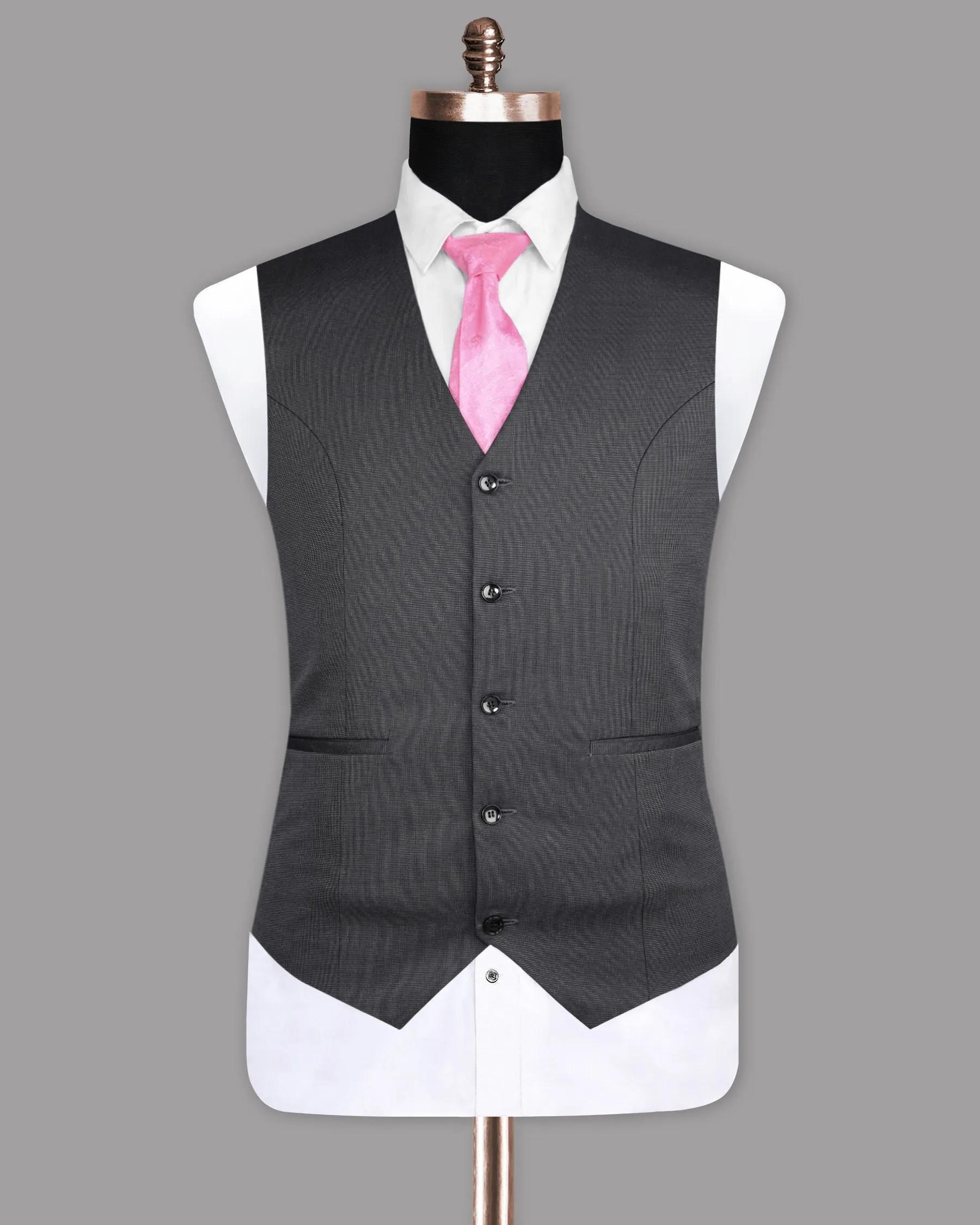 Abbey Gray Micro Textured Wool Waistcoat