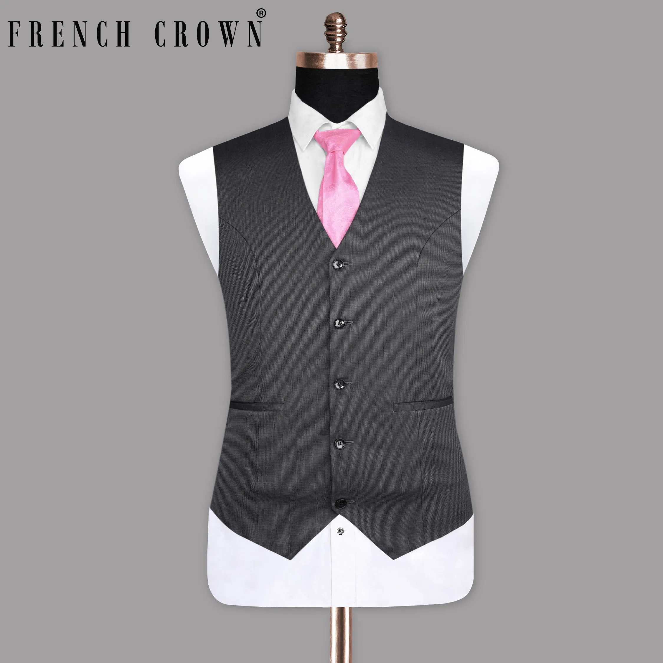 Abbey Gray Micro Textured Wool Waistcoat