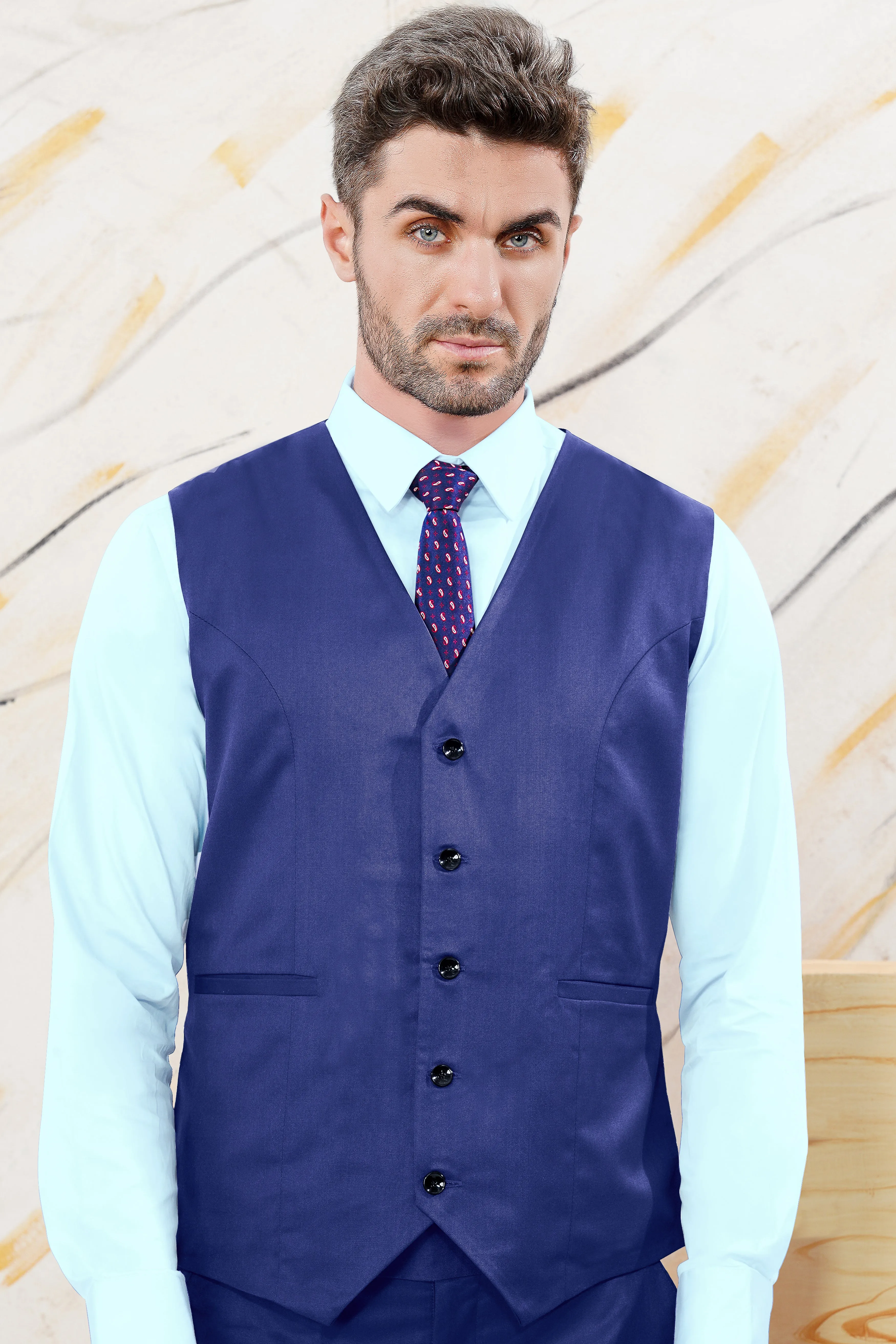 Admiral Blue Wool Rich Waistcoat