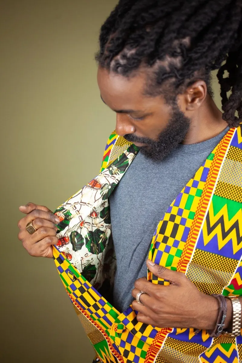 African Waistcoat in Orange Kente