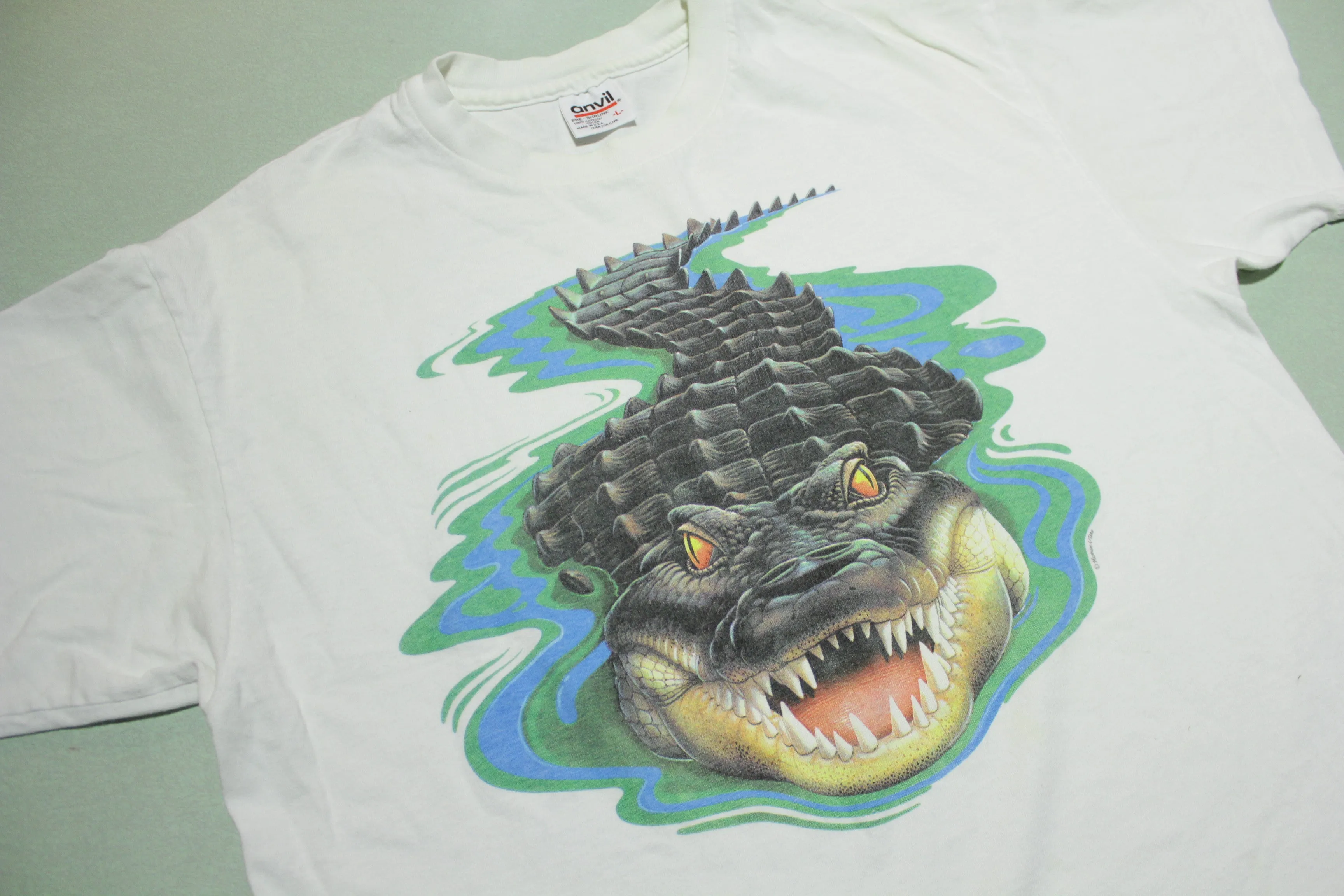 Alligator Swamp Eyes Vintage 90's Human I Tees Anvil Made in USA T-Shirt