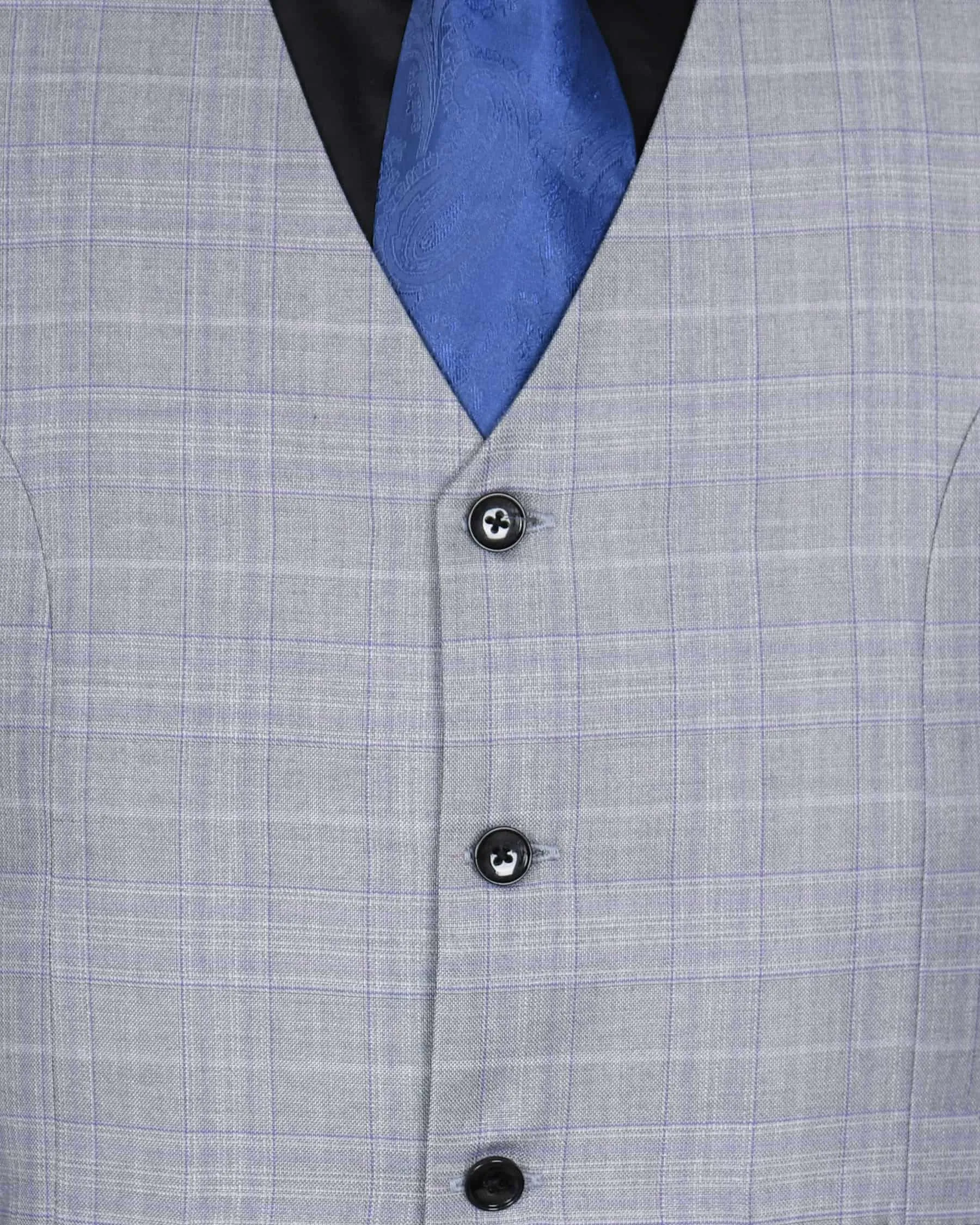 Aluminum Grey with Subtle Purple Checked Waistcoat