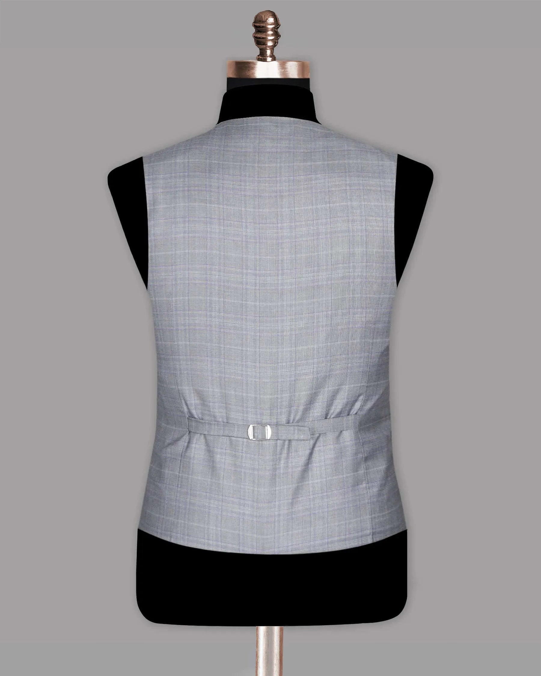 Aluminum Grey with Subtle Purple Checked Waistcoat