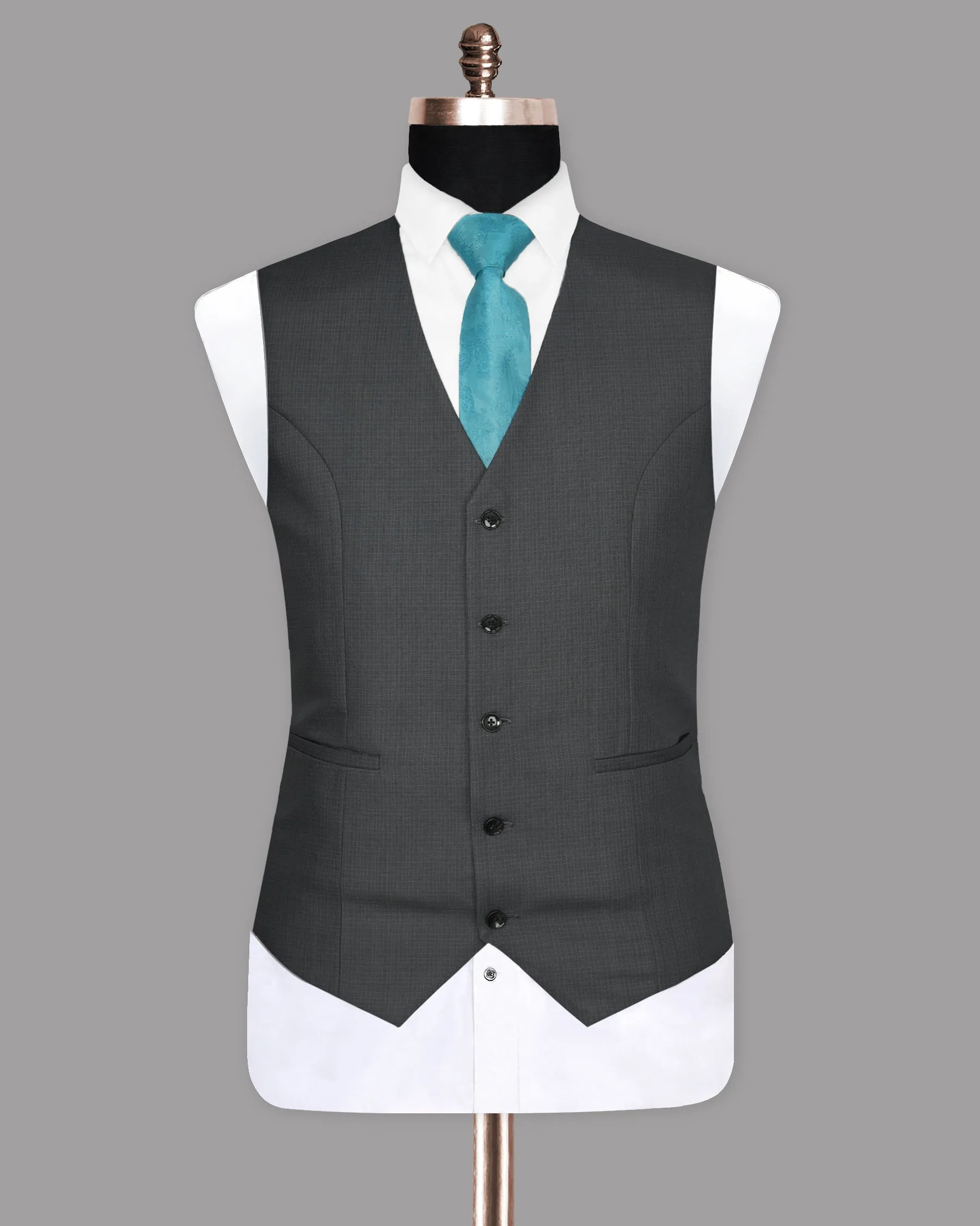 Anchor Grey Micro Checked Waistcoat