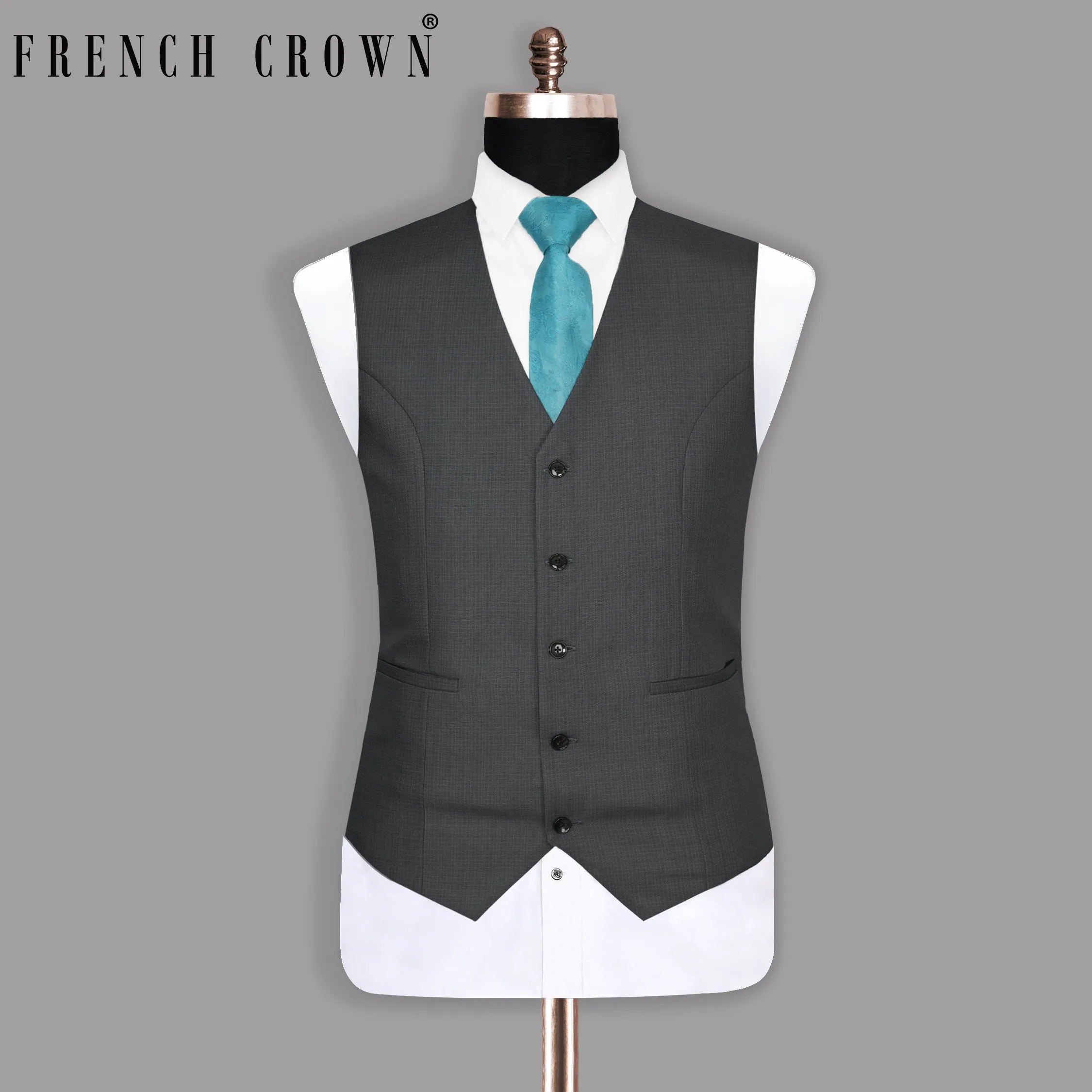 Anchor Grey Micro Checked Waistcoat