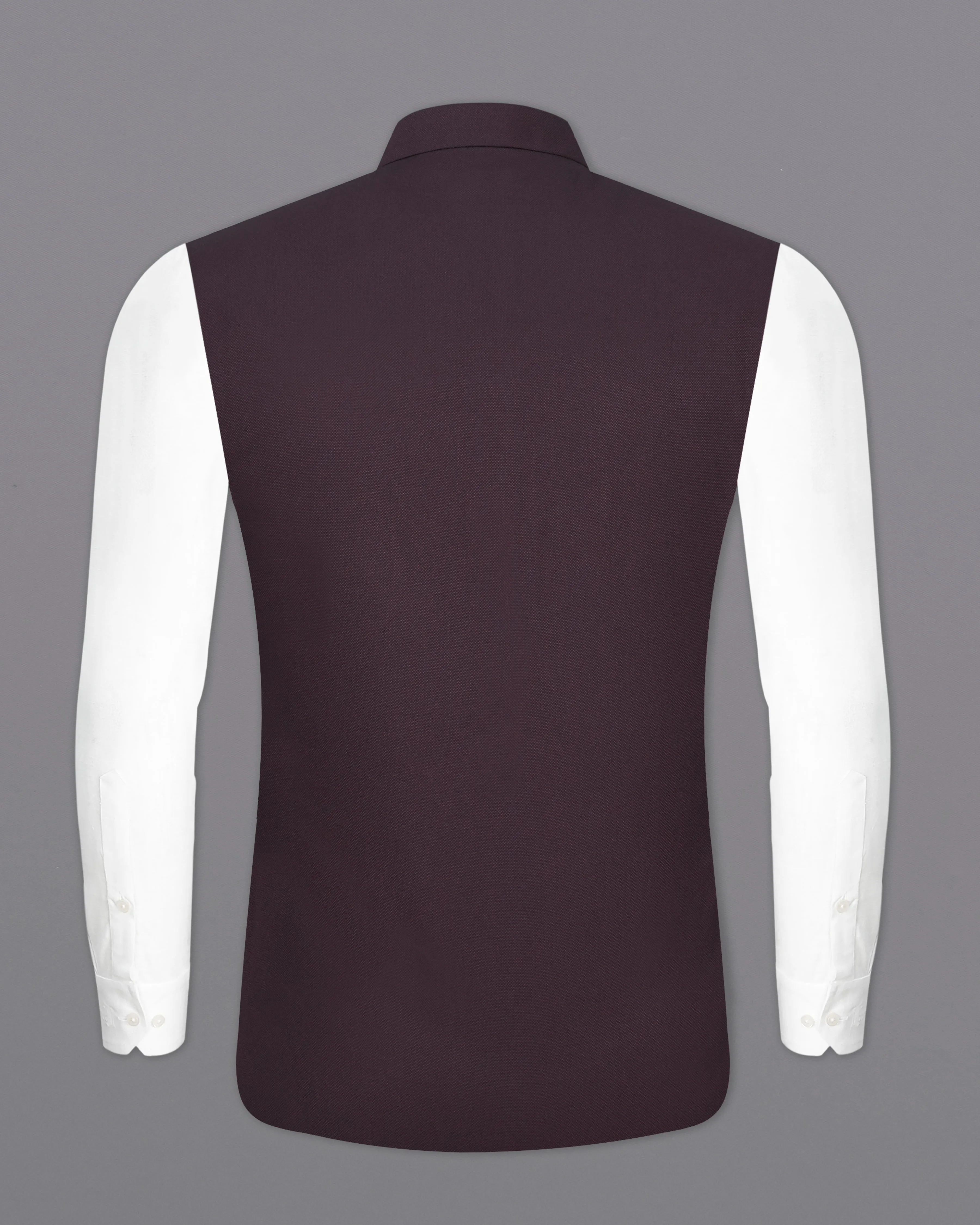 Aubergine Maroon Textured Nehru Jacket