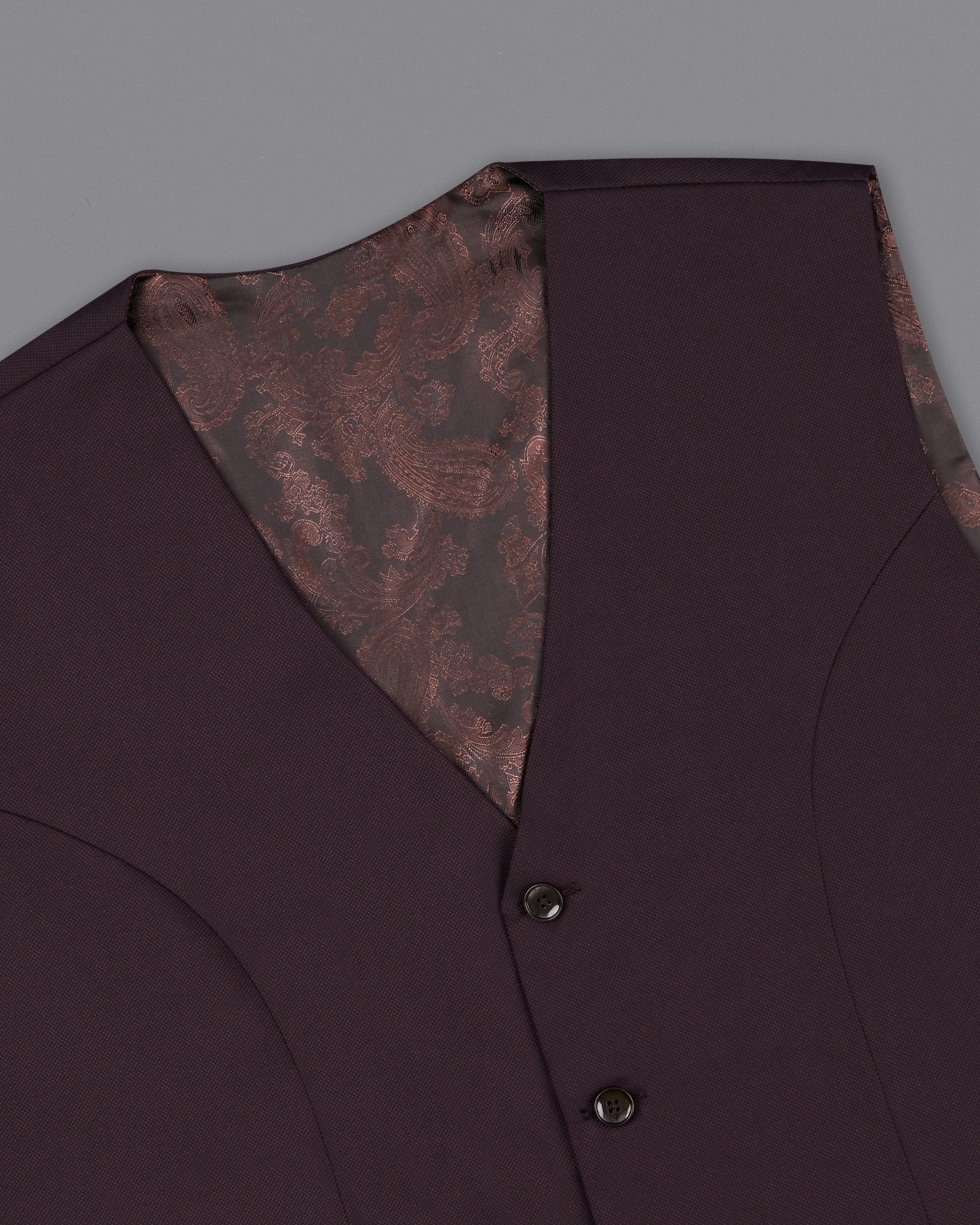 Aubergine Maroon Textured Waistcoat