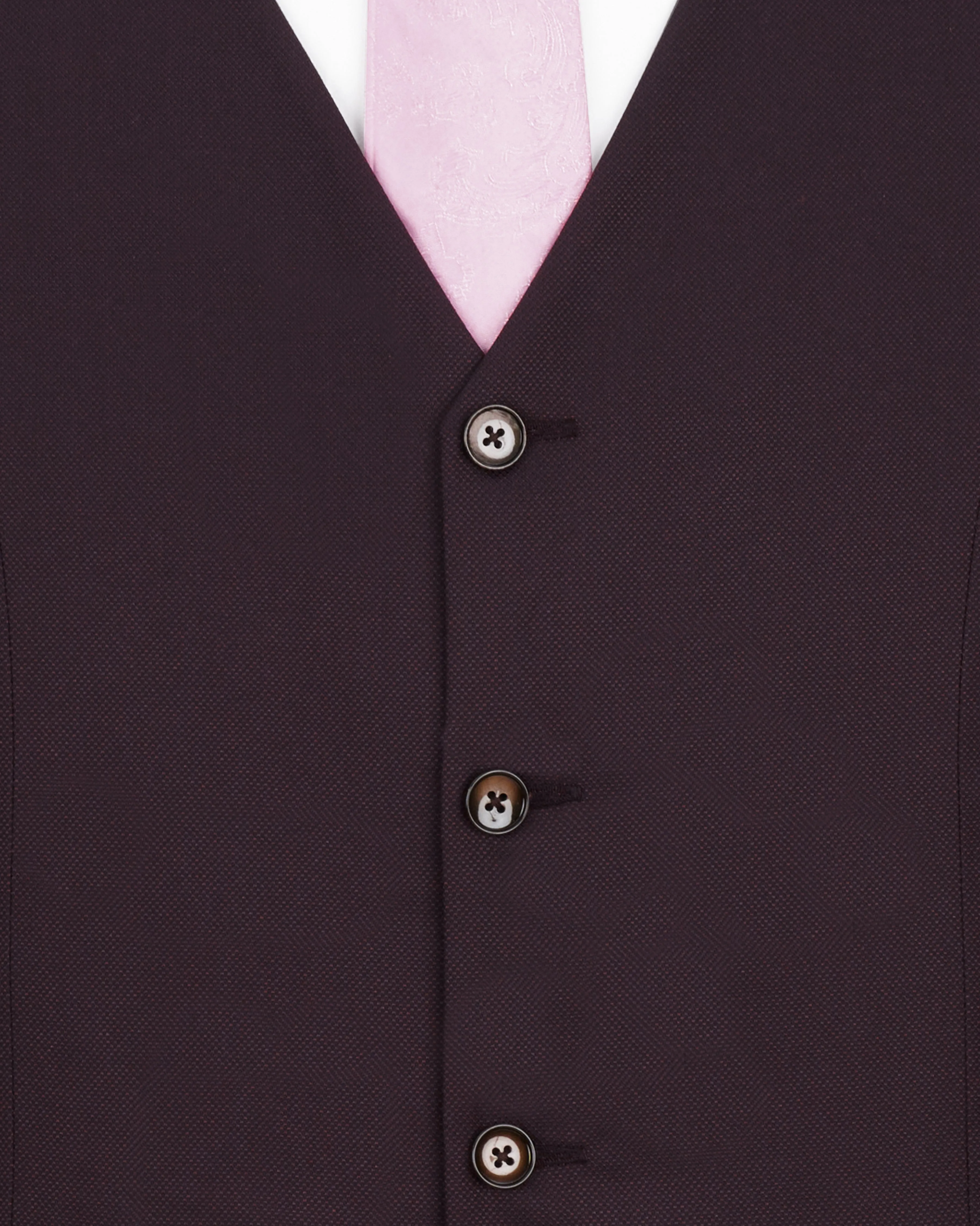 Aubergine Maroon Textured Waistcoat