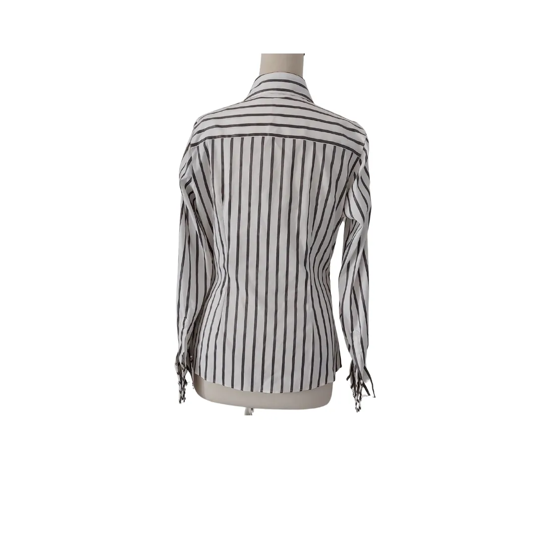 Autograph By Marks & Spencer White & Grey Striped Collared Shirt | Brand New |