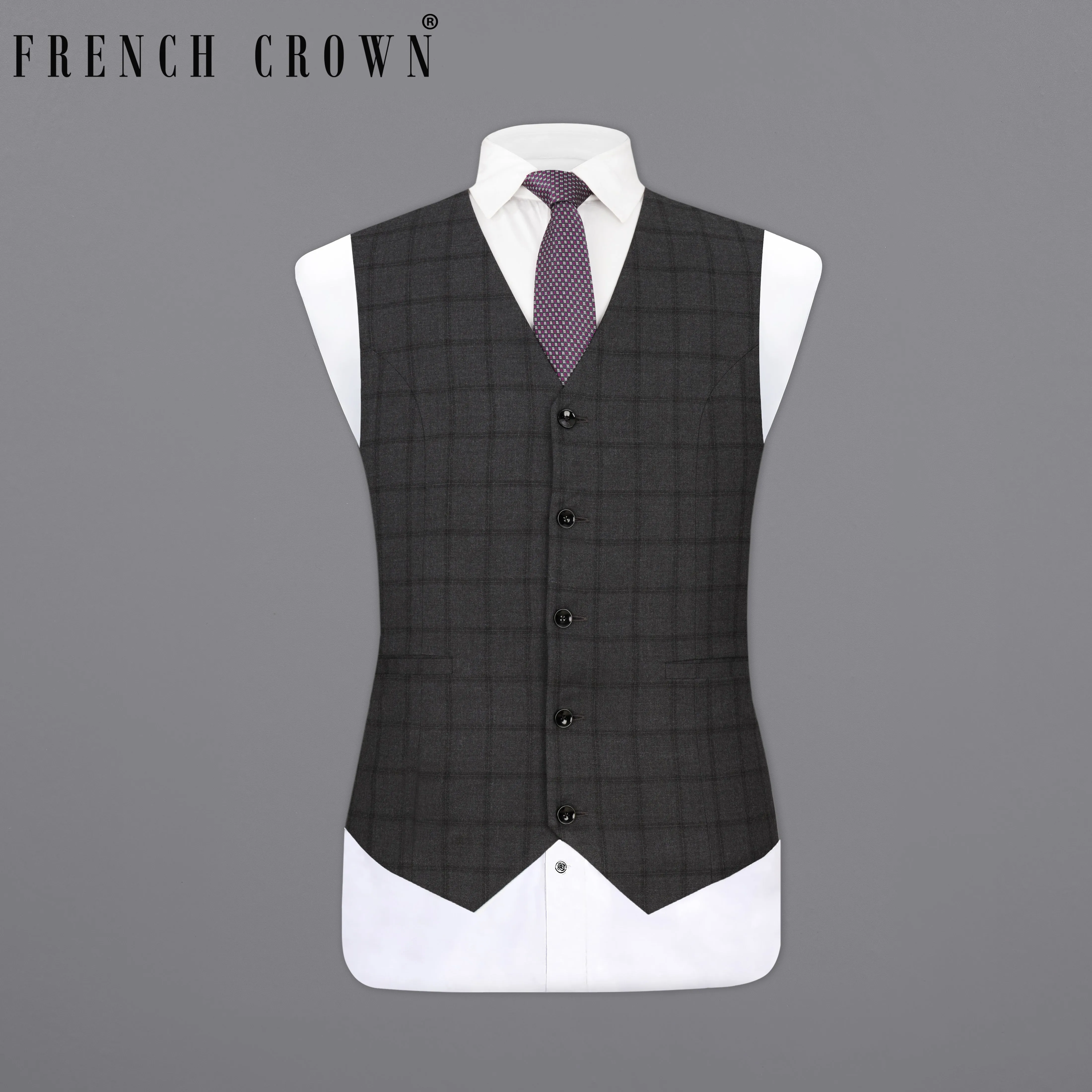 Baltic Black Windowpane Waistcoat