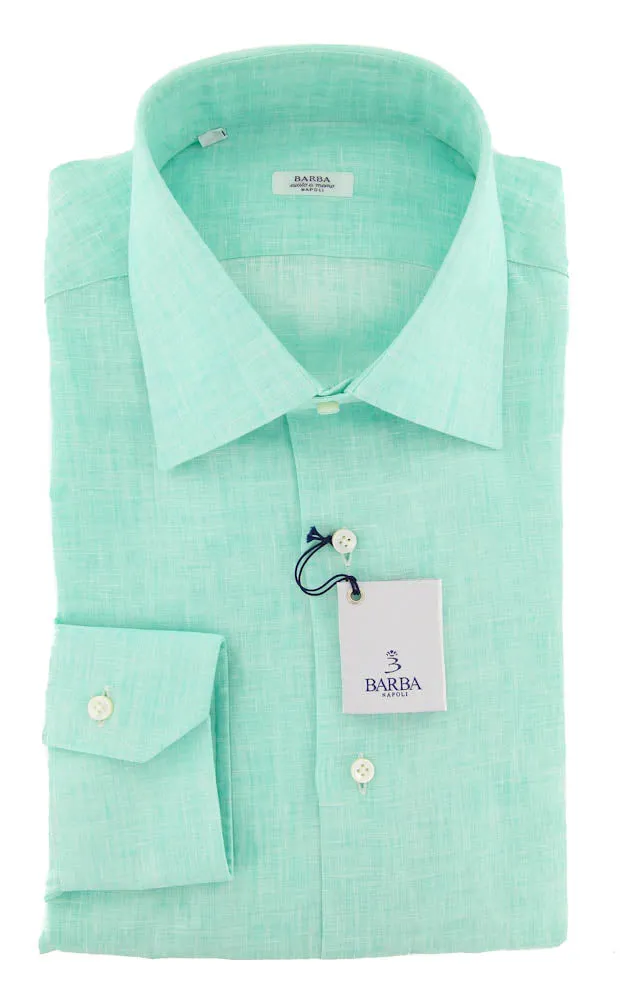 Barba Napoli Green Shirt - Slim - 15 US / 38 EU