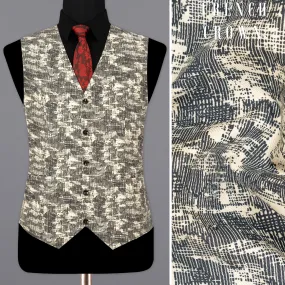 Bastille and Champagne Beige Abstract Print Textured Waistcoat