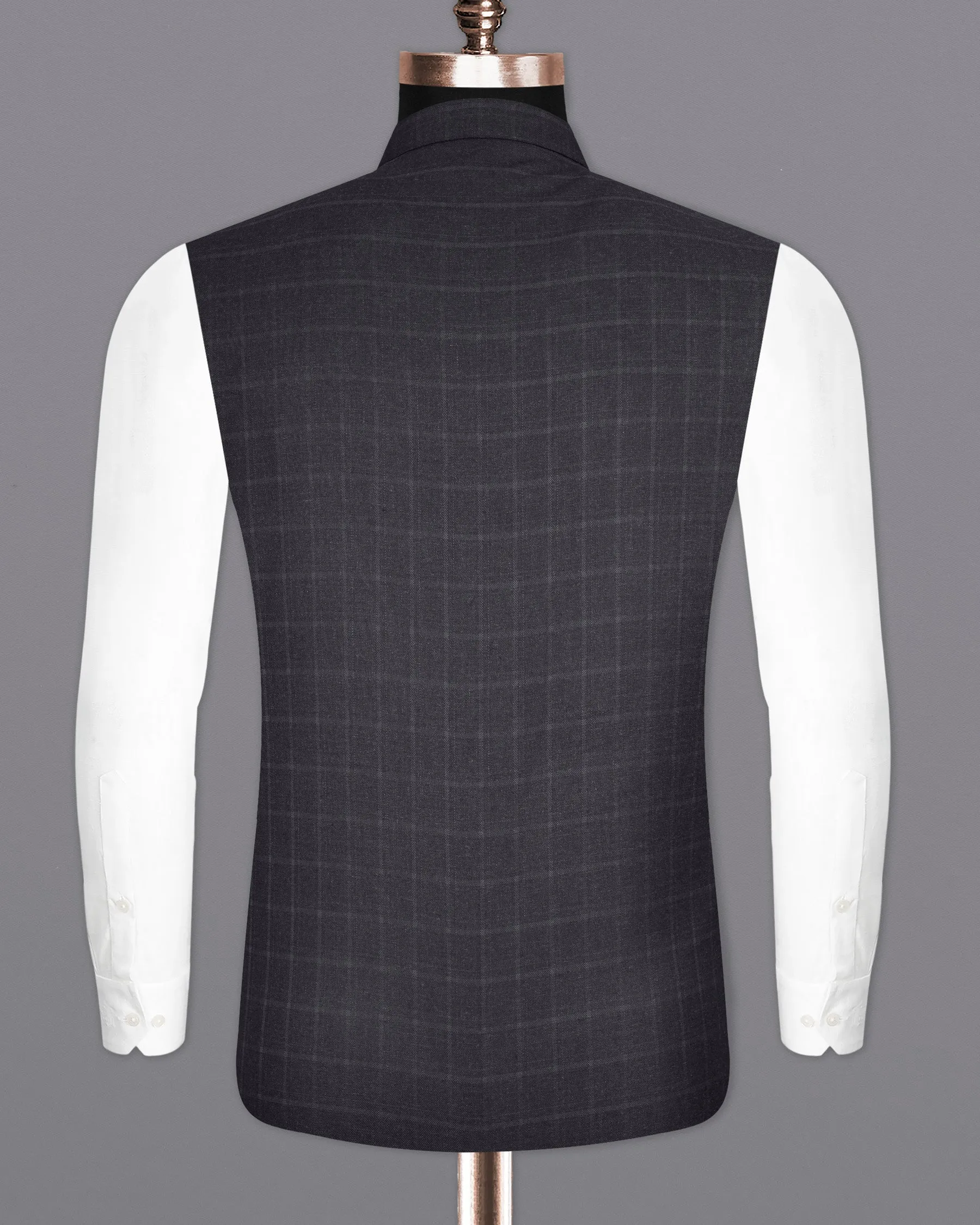 Bastille Light Black Windowpane Bandhgala Nehru Jacket