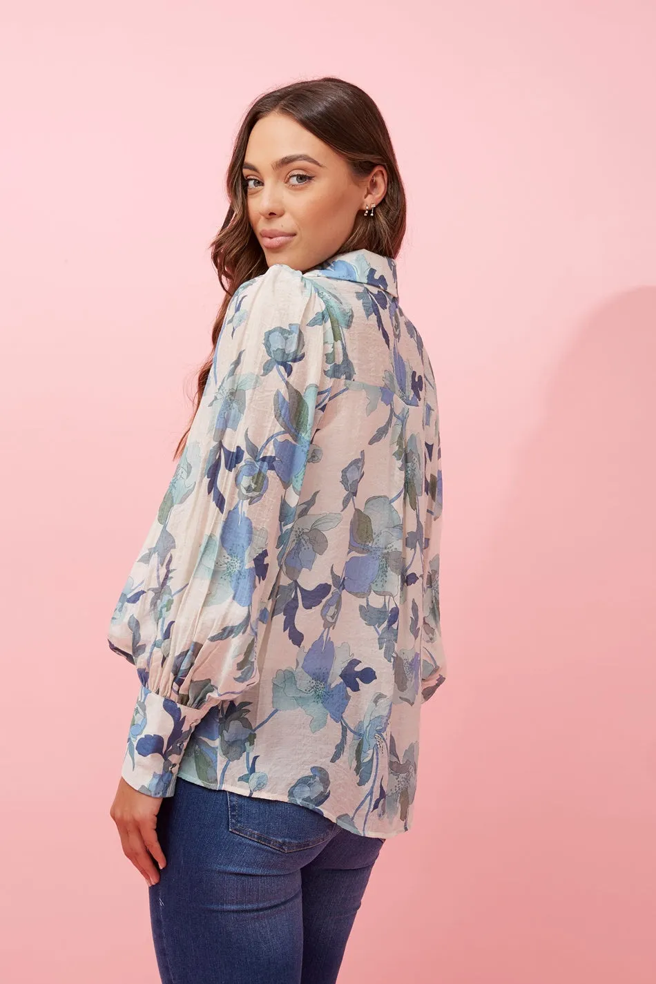 BELLE BALLOON SLEEVE FLORAL SHIRT