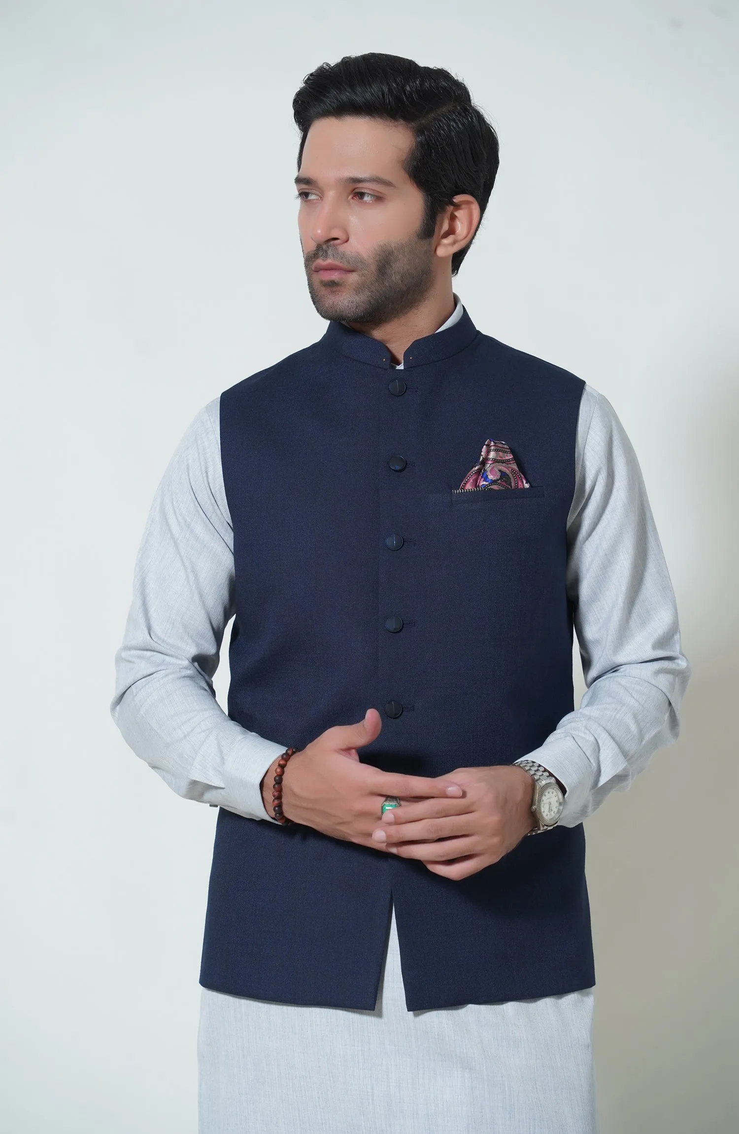 Blended Waistcoat - Navy