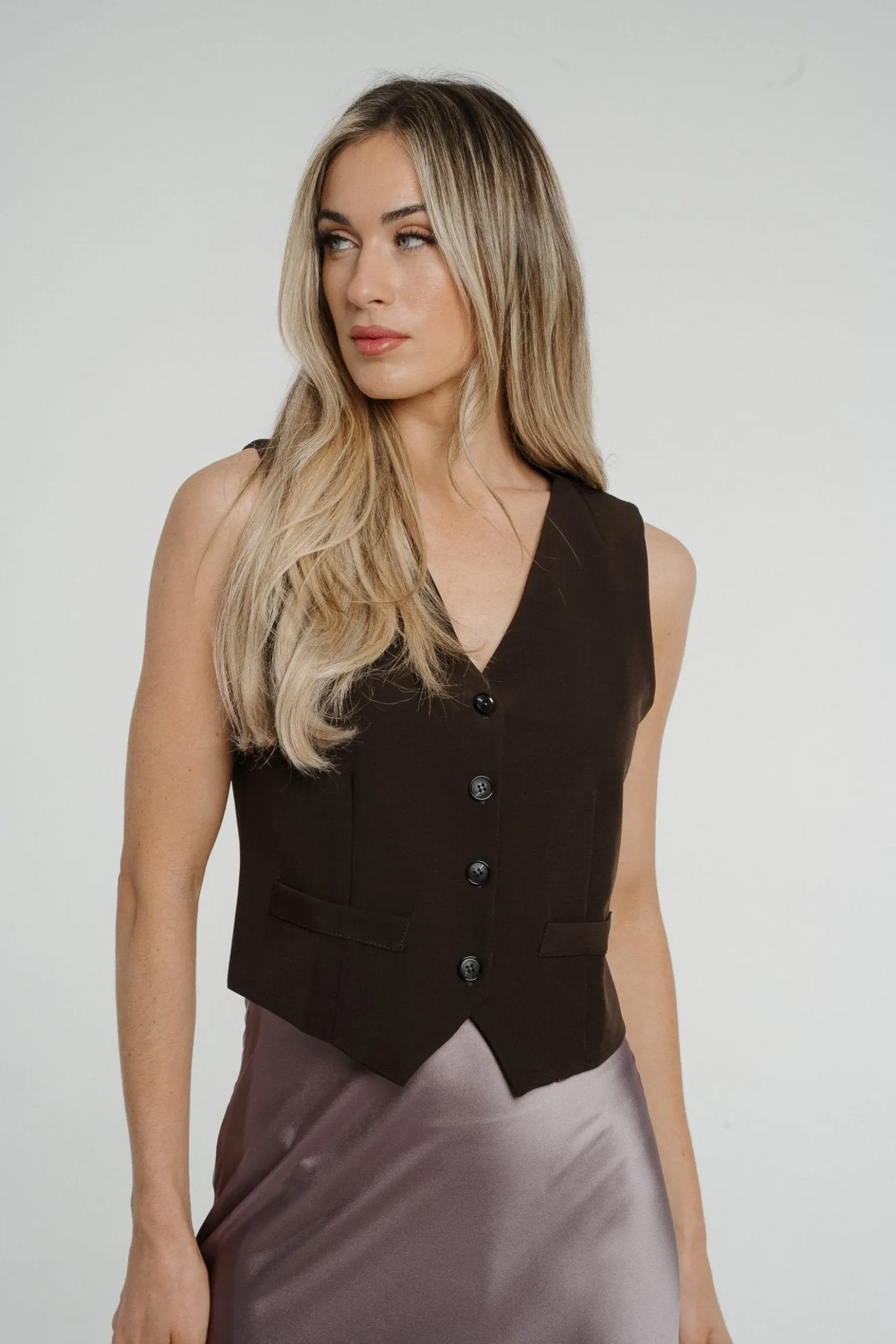 Cathy Waistcoat In Dark Brown