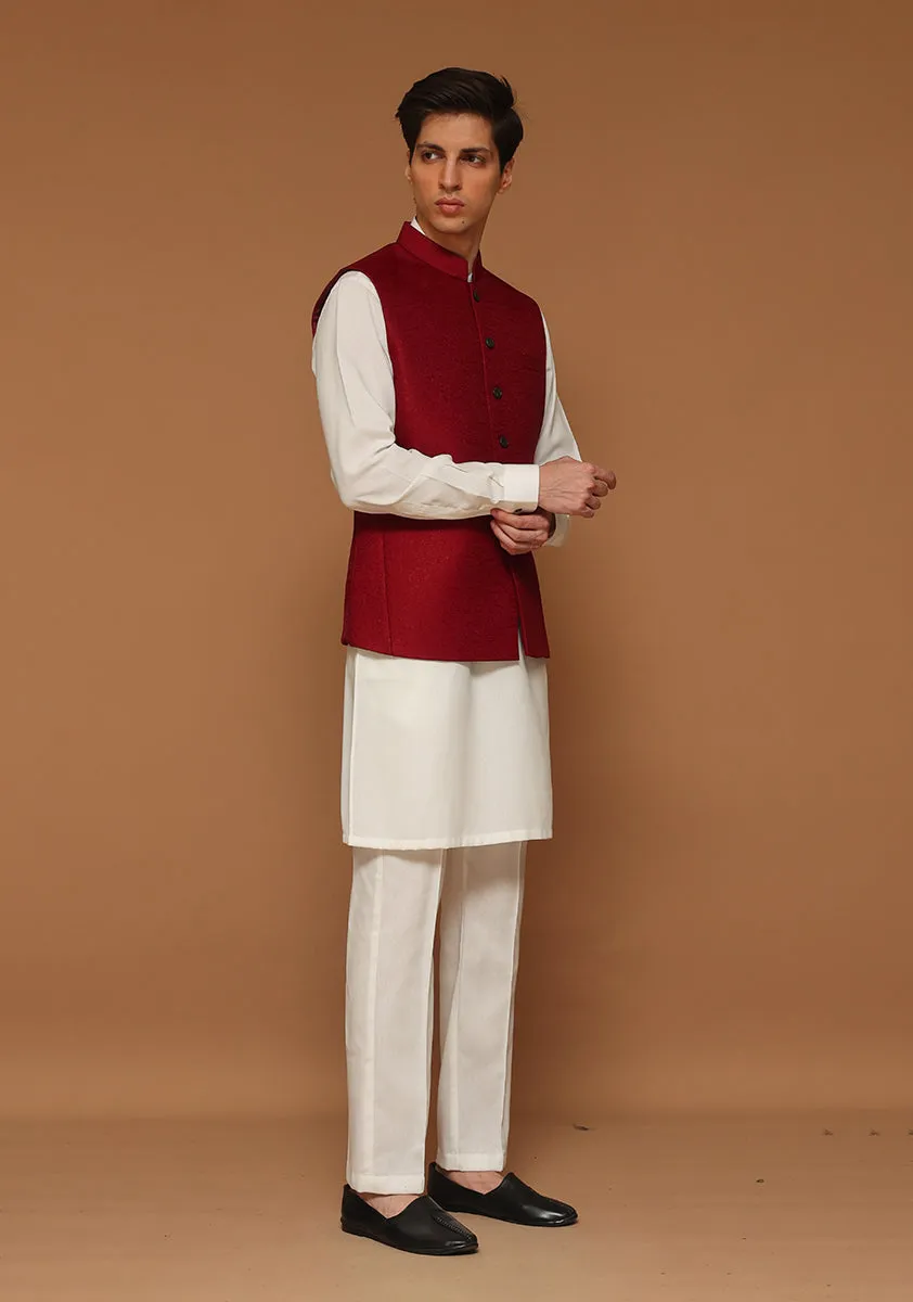 Classic Kambal Jamawar Rhubarb Traditional Waistcoat