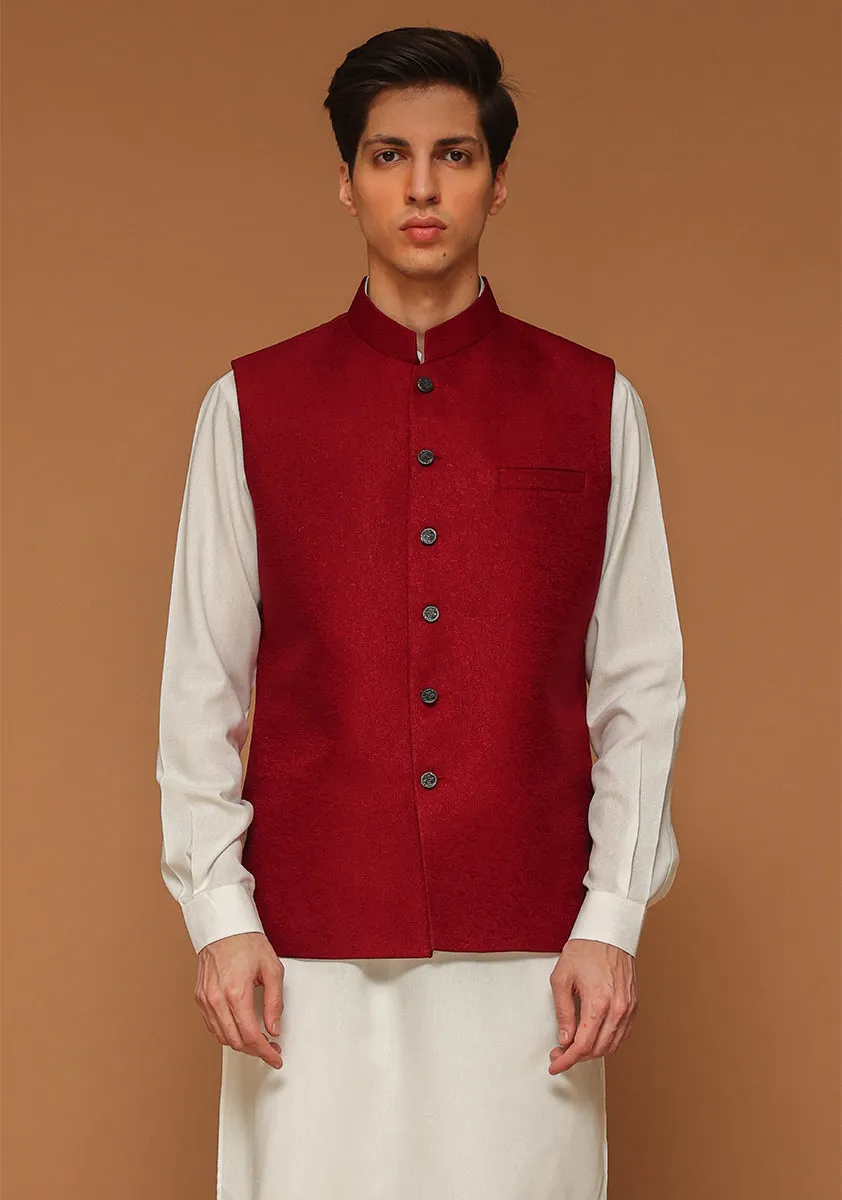 Classic Kambal Jamawar Rhubarb Traditional Waistcoat