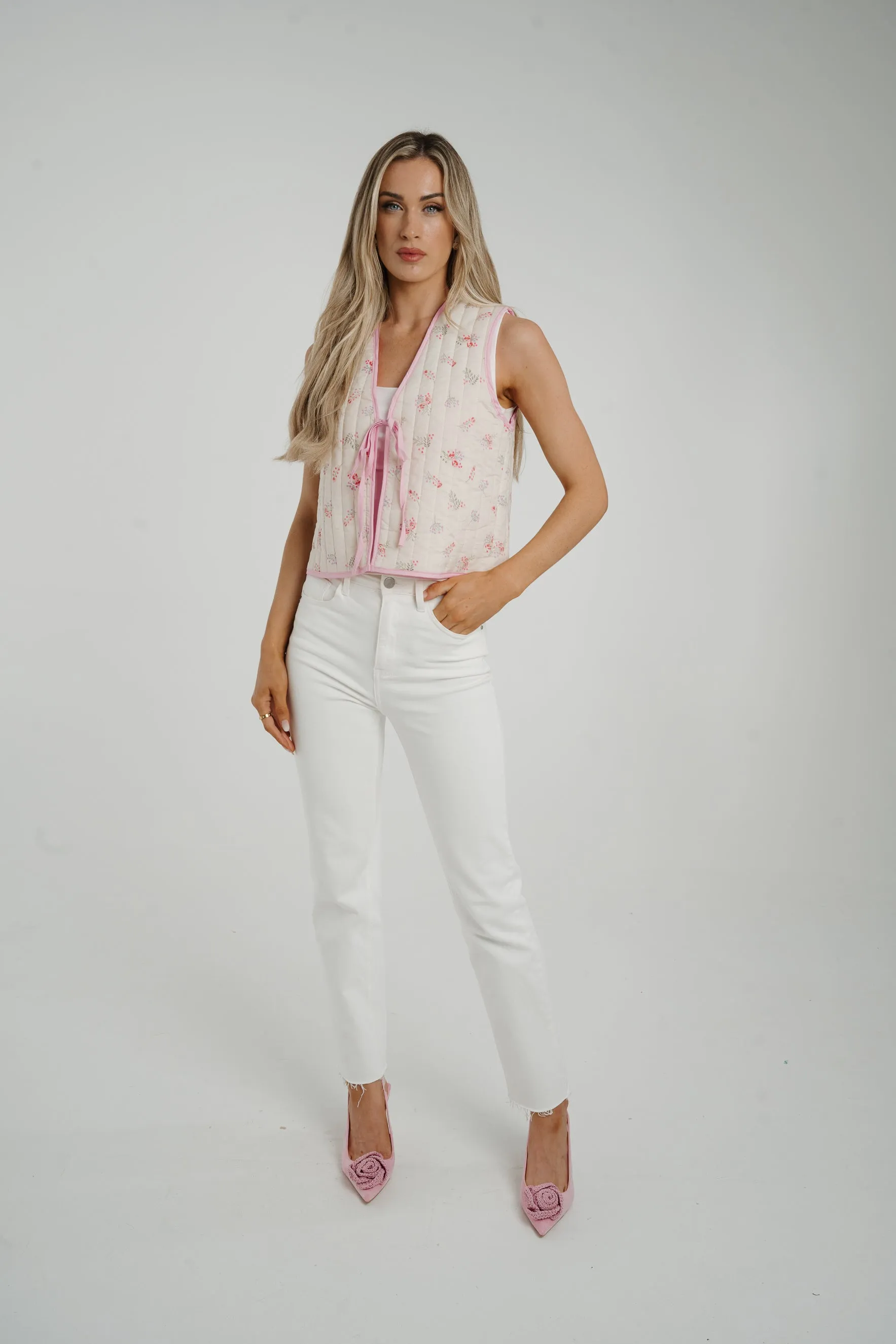 Daisy Floral Waistcoat In Pink Mix