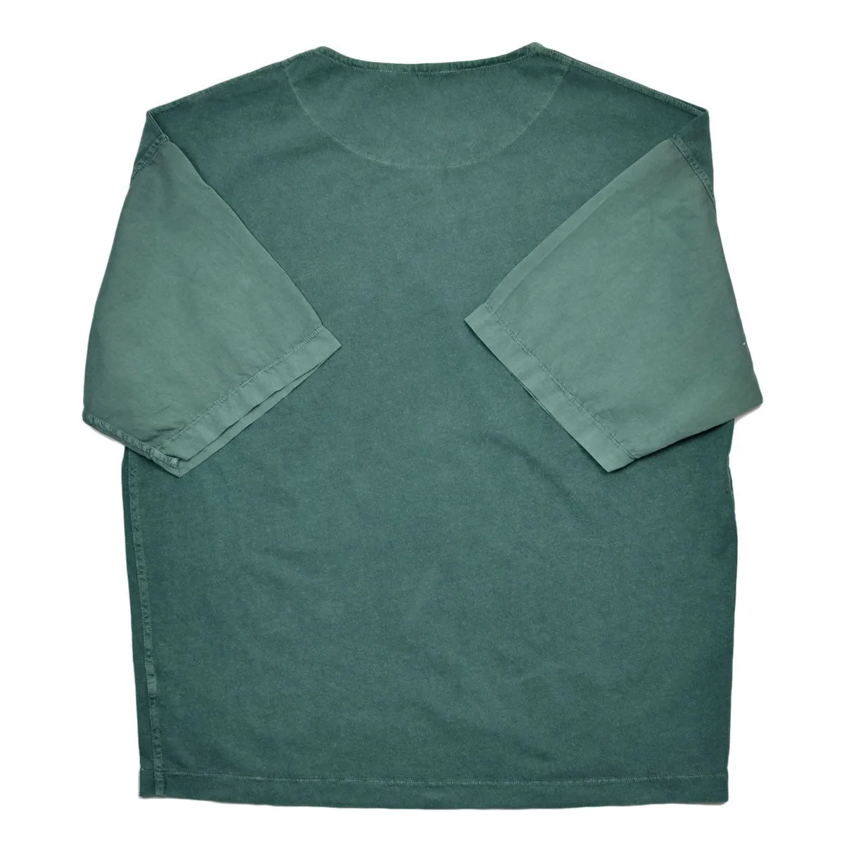 Dana Lee - Twill-sleeved Henley T-shirt - Phtalo Green Sunwash