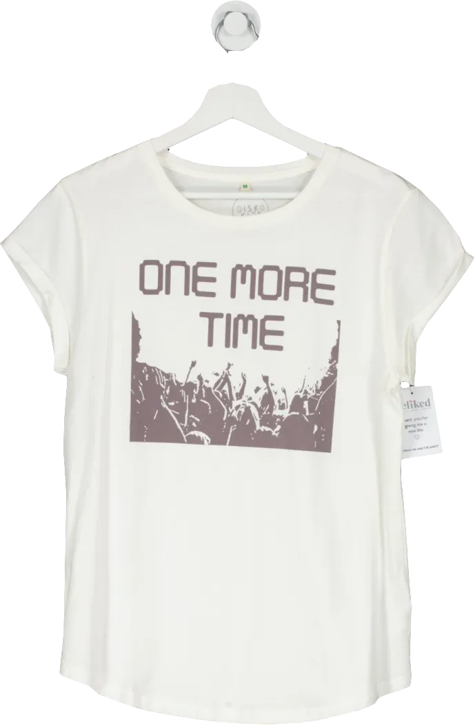 Disko Kids White One More Time Slogan Print T Shirt UK M