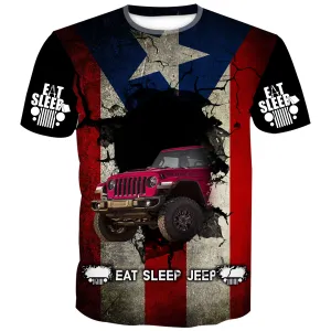 Eat Sleep Jeep Flag -  Puerto Rico - Pink Rubicon