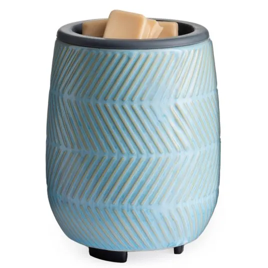 Flip Dish Wax Warmer Blue Herringbone