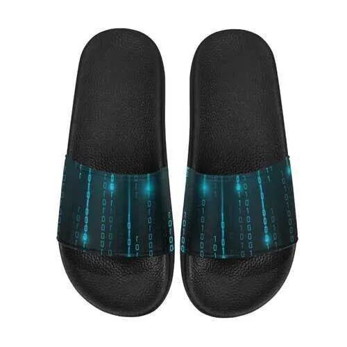 Flip-Flop Sandals, Blue Matrix Style Women's Slides