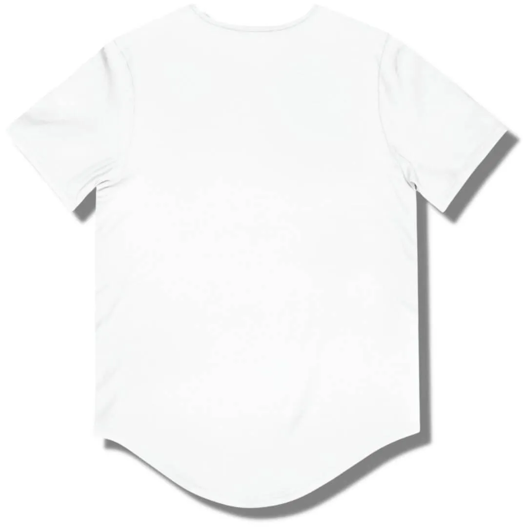 Focus Curved Hem T Shirt - White - Black / Red