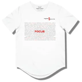 Focus Curved Hem T Shirt - White - Black / Red