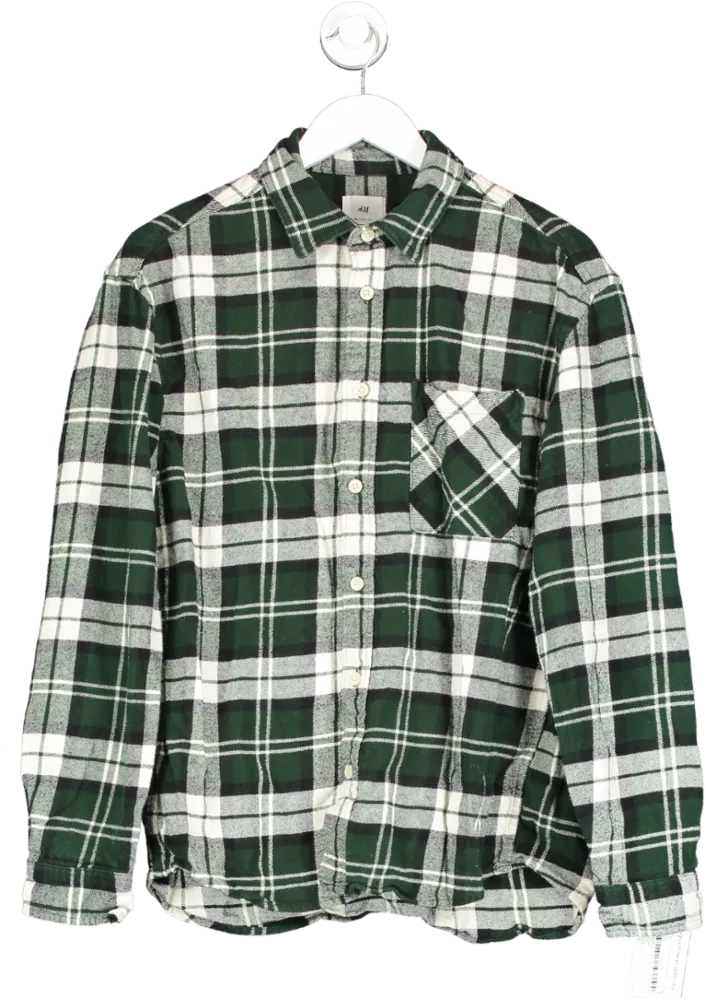 H&M Green Relaxed Fit Checked Flannel Shirt UK M