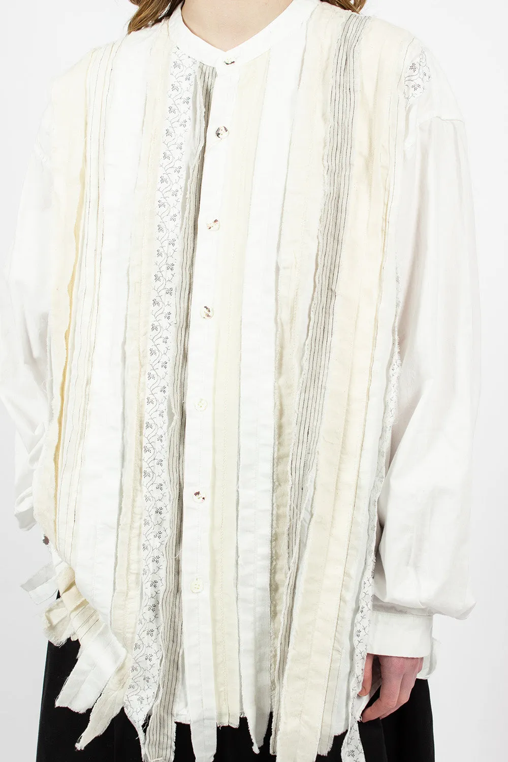 Hobo Patchwork Dress Shirt White