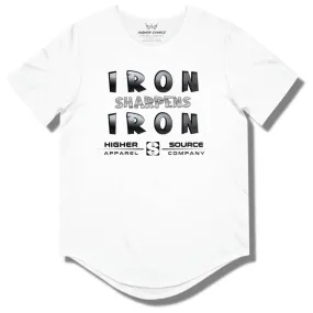 Iron Sharpens Iron Curved Hem T Shirt - White - American Silver