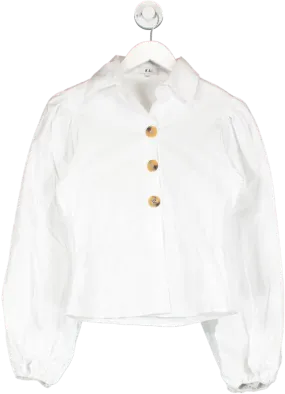 kai White Puff Sleeve Button Shirt UK XS