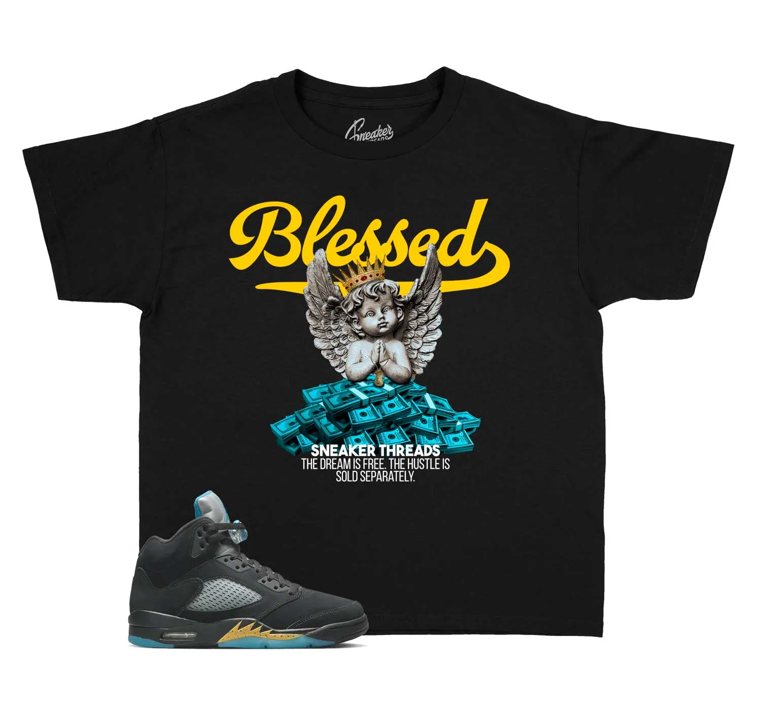 Kids Aqua 5 Shirt - Blessed Angel - Black