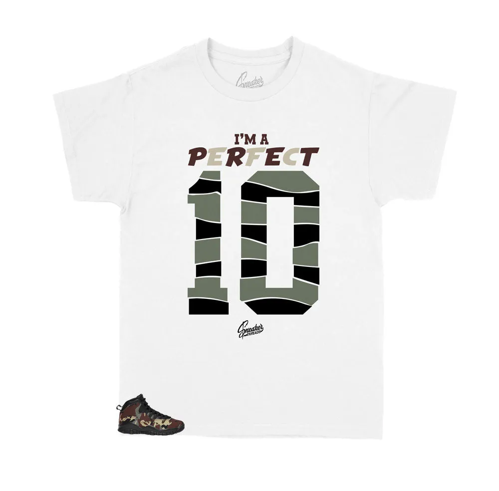 Kid's Retro 10 Woodland Camo Shirt - I'm a 10 - White