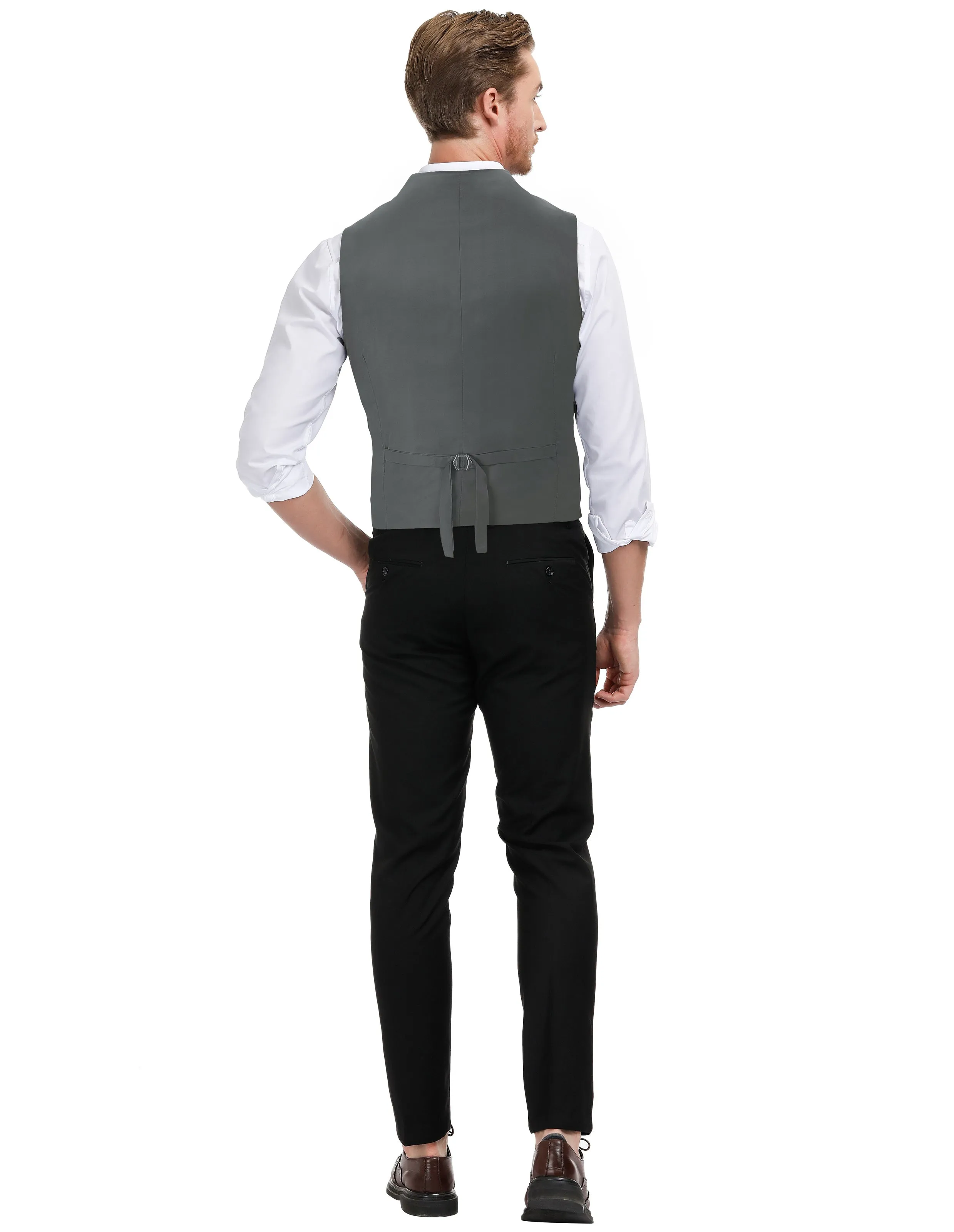 Mens Western Herringbone Suit Vest Tweed Wool Blend Slim Fit Waistcoats