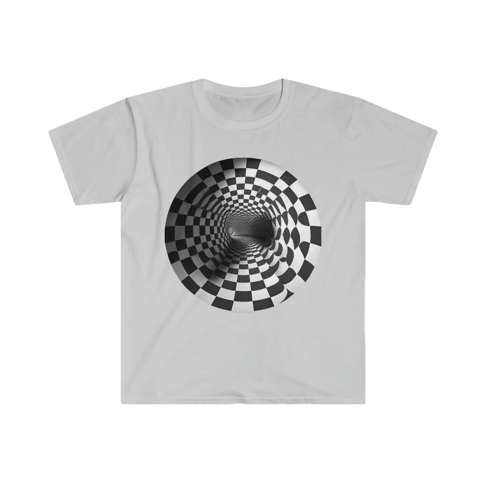 Mesmerizing Illusion: Psychedelic Tunnel Unisex Soft Style Digital AI Art T-Shirt for Festival and Street Wear