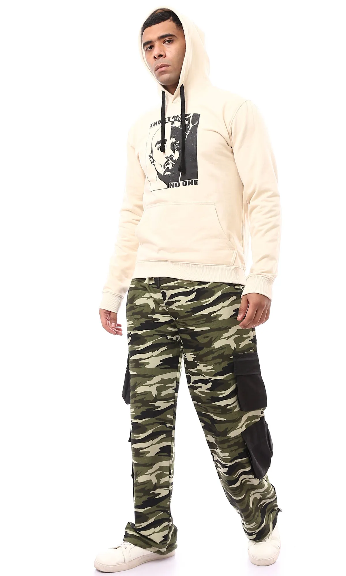 O174053 Allover Camouflage Green Shades Cargo Pants