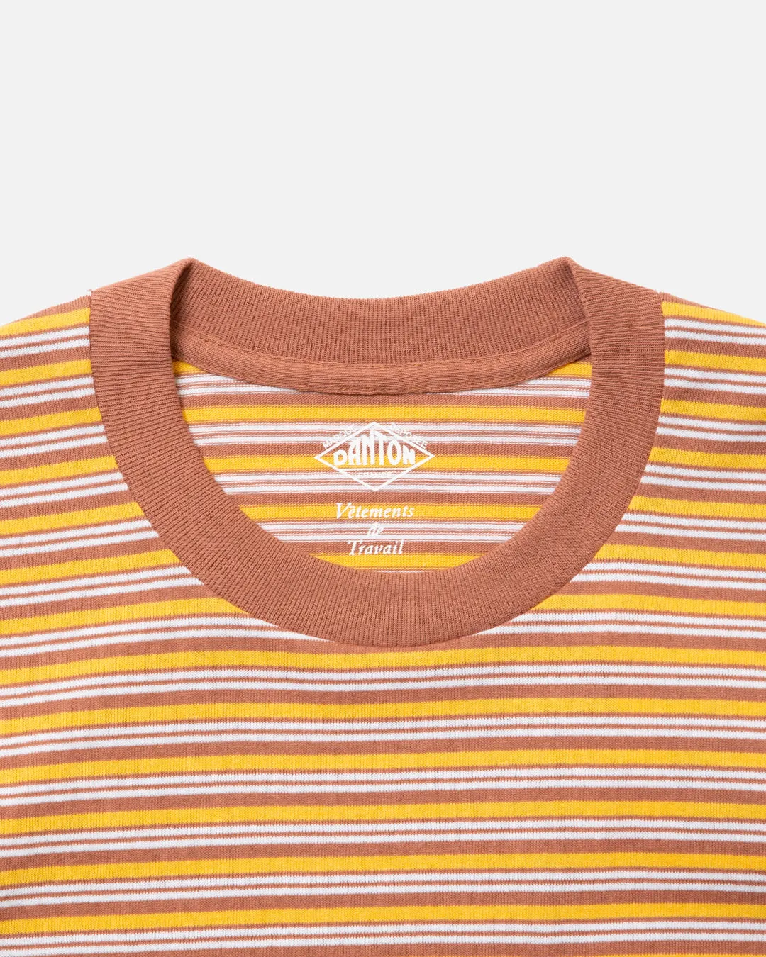 Pocket T-shirt - Mustard / Brown Stripe