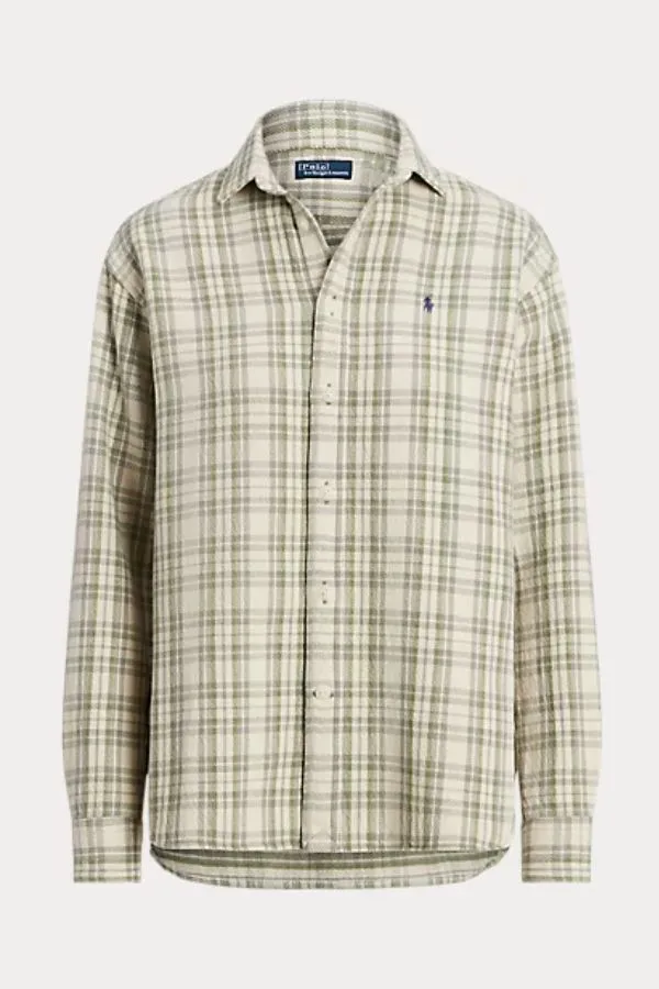 Relaxed Fit Plaid Cotton Shirt