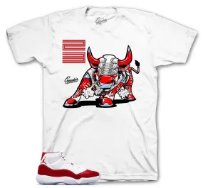 Retro 11 Varsity Red Shirt - Bull - White