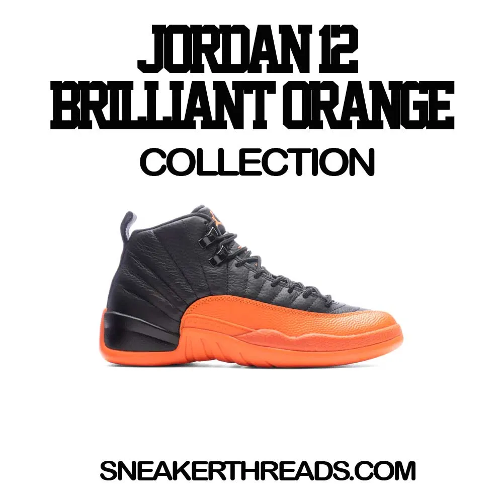 Retro 12 Brilliant Orange Shirt - Fly Kicks - Black