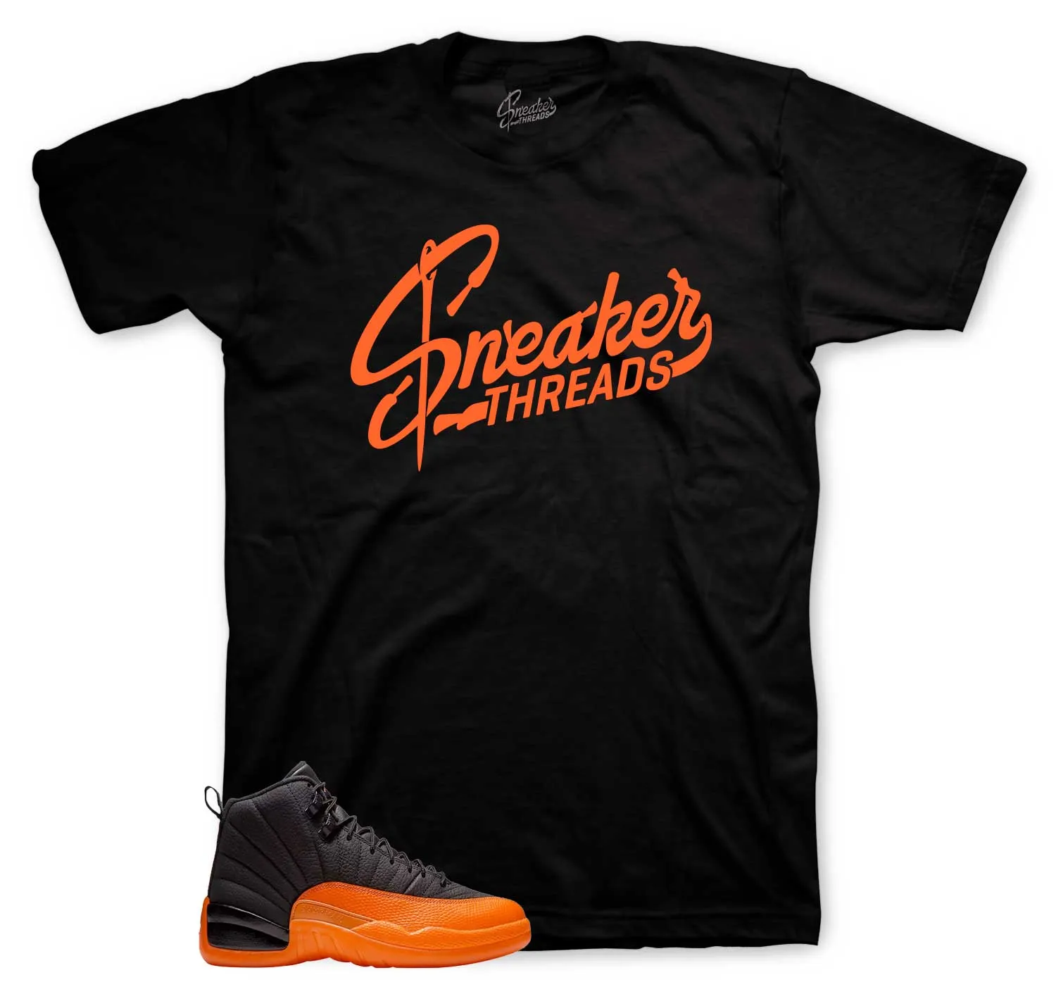 Retro 12 Brilliant Orange Shirt - ST Logo - Black