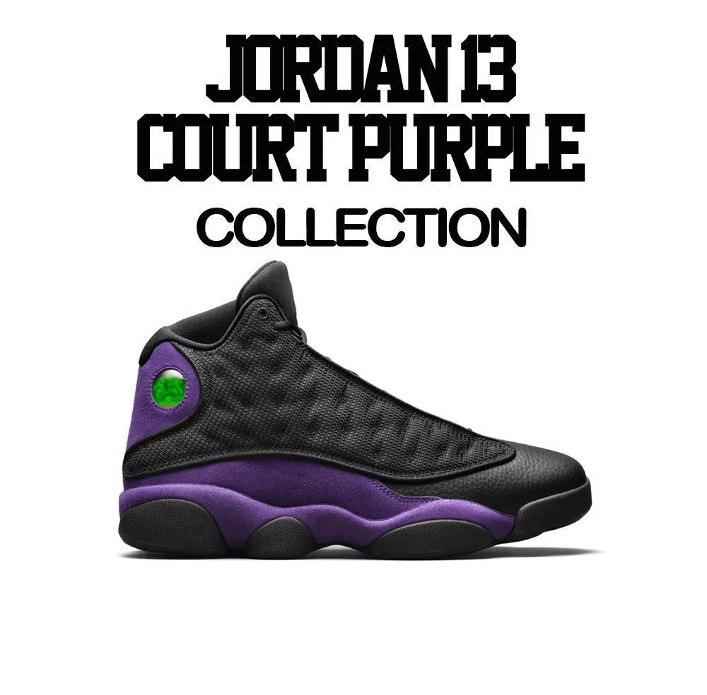 Retro 13 Court Purple Shirt - Dripping Greatness - Black